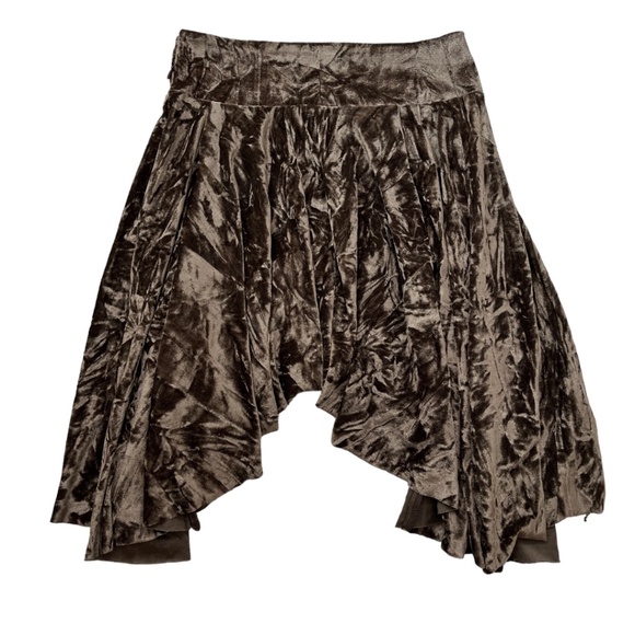 Urban Outfitters Crushed Velvet Mini Skirt Brown Small - Picture 7 of 15